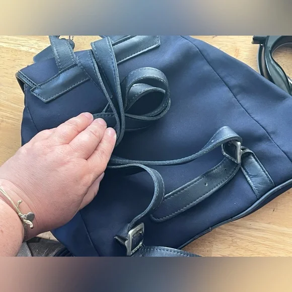 Coach navy with Leather trim mini Backpack - Picture 5 of 11